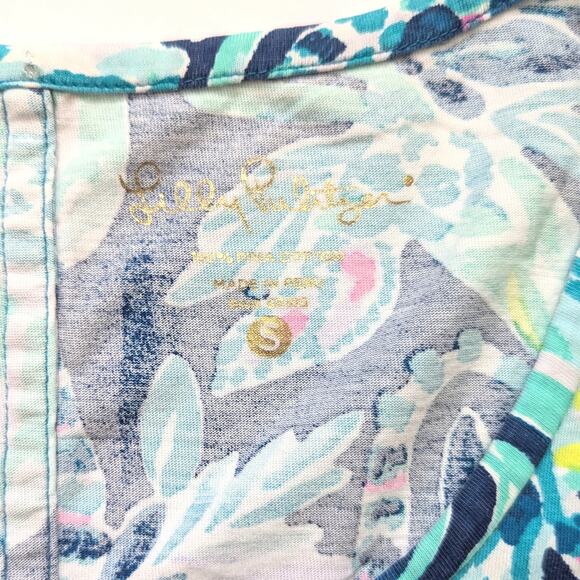 Lilly Pulitzer Beacon T-Shirt Dress Tidal Wave Blue Lemurs Print Women’s Size S - Picture 10 of 11